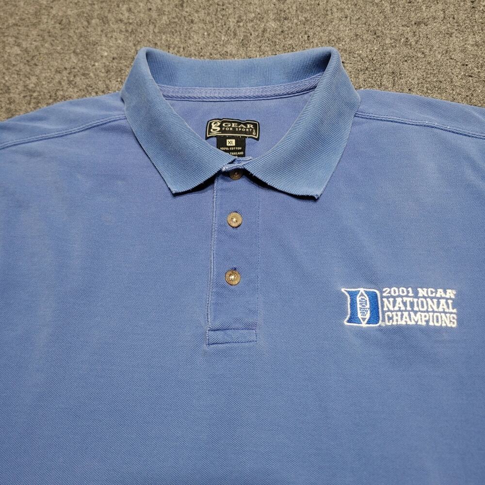 Vintage Y2K Duke Blue Devils Shirt Extra Large Pique Golf Polo 2001 Champions